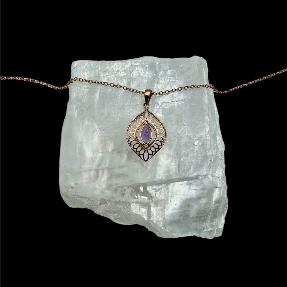 Amethyst Pendant Set In Solid Copper - image 3